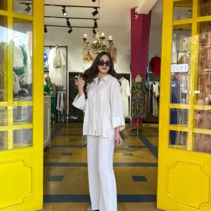 Ensemble beige en lin