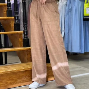 Pantalon beige foncé en lin