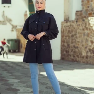 Blouson long en noir