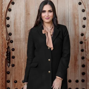 Manteau col tailleur en noir