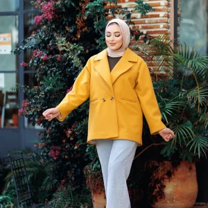 Manteau ample en moutarde