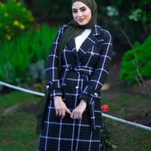 Manteau long double boutonnage en vert empire.