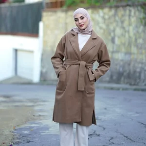 Manteau over size beige avec ceinture