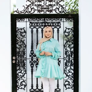 Chemise satinée en vert d'eau