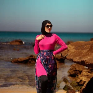 Burkini 5 pieces en rose indien