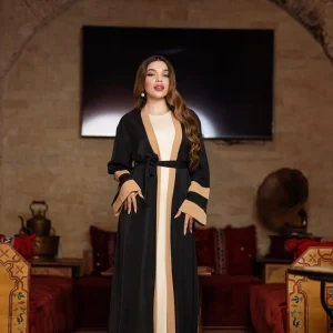 Abaya noir-caramel