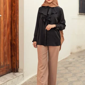 Chemise noir à volants