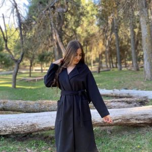 Manteau oversize mi-long en noir