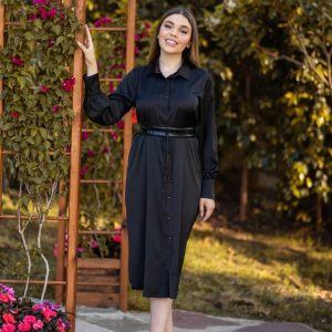 Chemise longue en noir