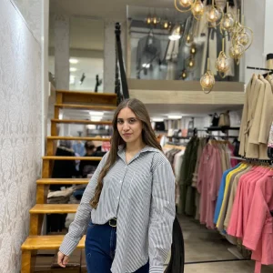 Chemise en popeline à rayures