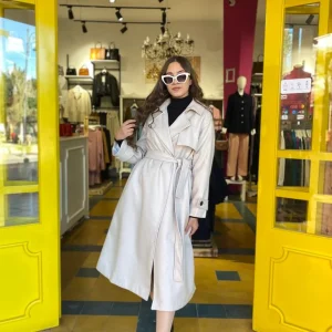 Manteau-trench long en beige