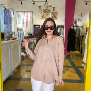 Chemise beige en lin