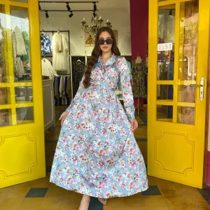 Robe bleu imprimée floral