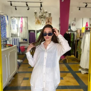 Chemise beige clair en lin