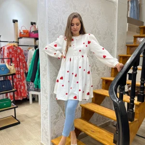 Robe - Chemise en lin brodé