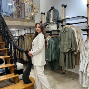 Ensemble blazer - pantalon en beige sable