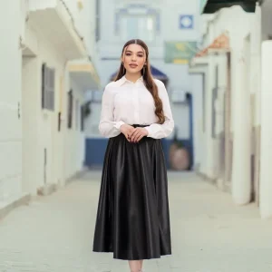 Ensemble Chemise- Jupe en cuir