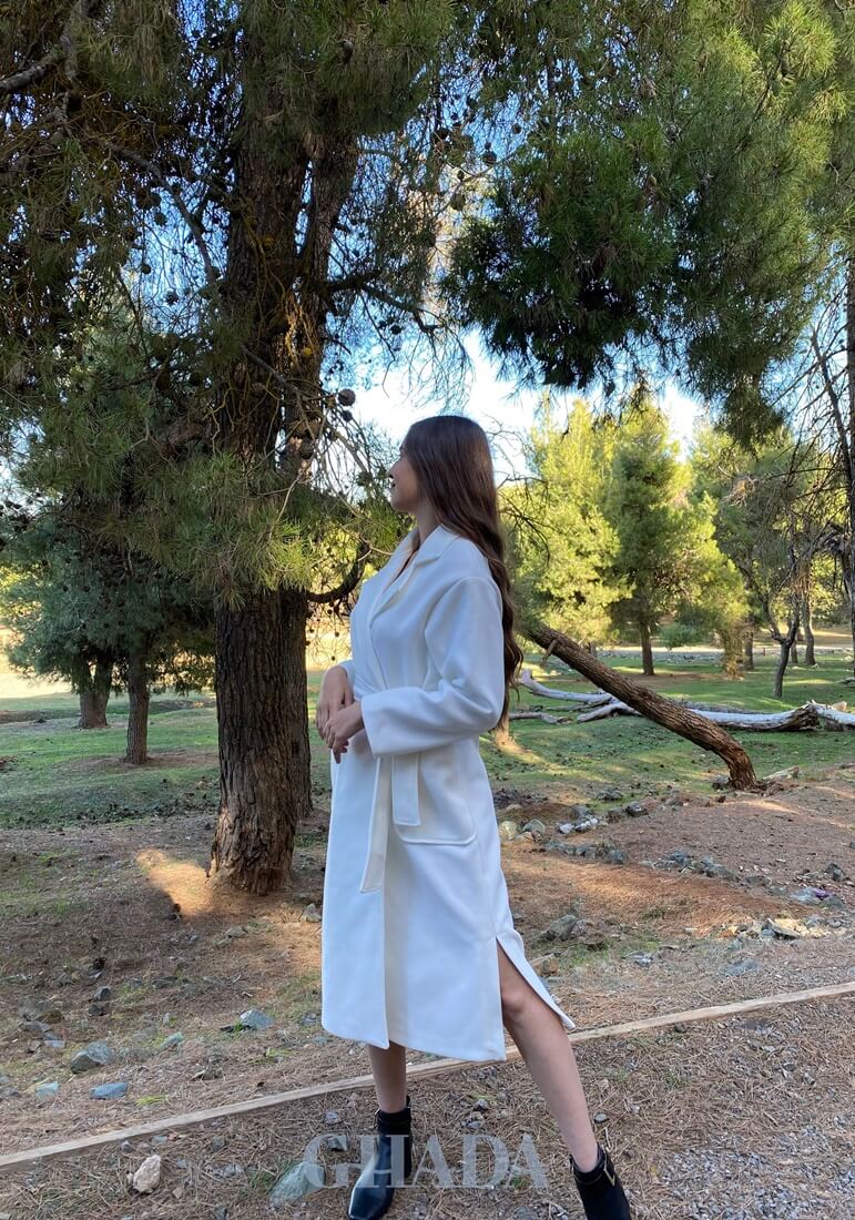 Manteau oversize long en blanc – Image 2