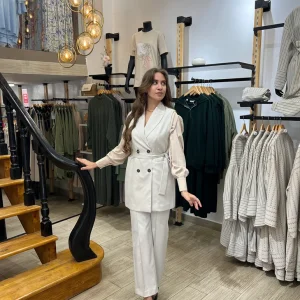 Ensemble gilet - pantalon en beige