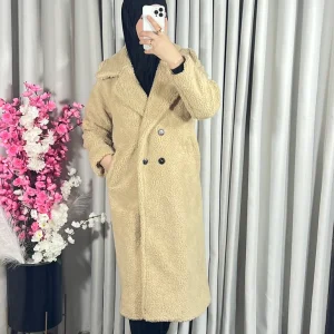 Manteau effet mouton en beige