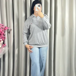 Pull en maile douce zippé à col en V