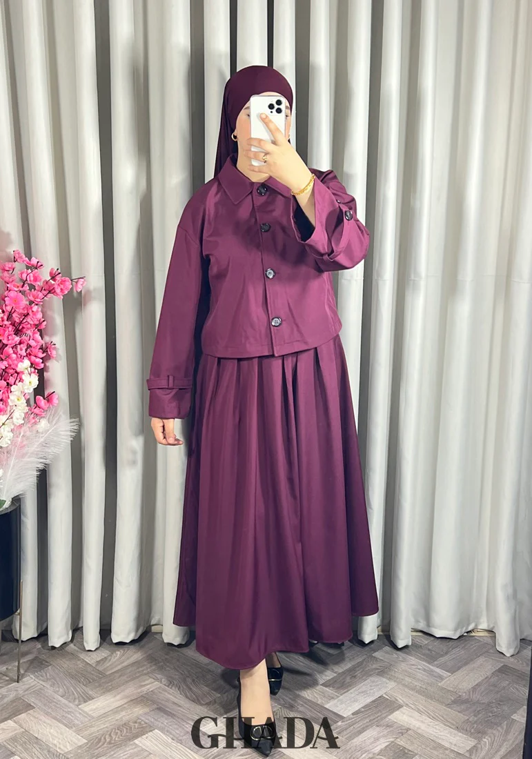 Ensemble veste et jupe bordeaux – Image 5