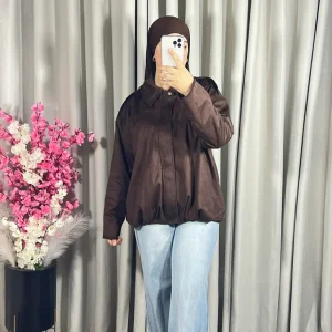 Bomber suède en marron chocolat