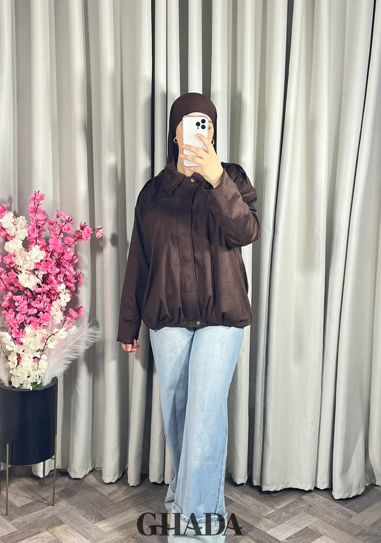 Bomber suède en marron chocolat – Image 5