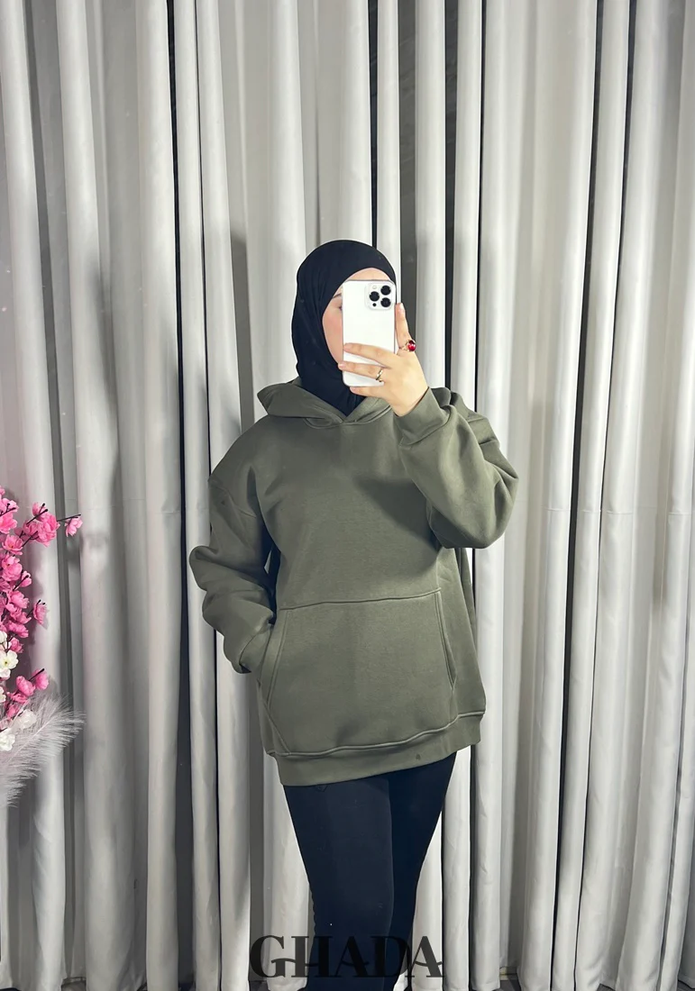 Sweat à capuche en vert kaki – Image 4