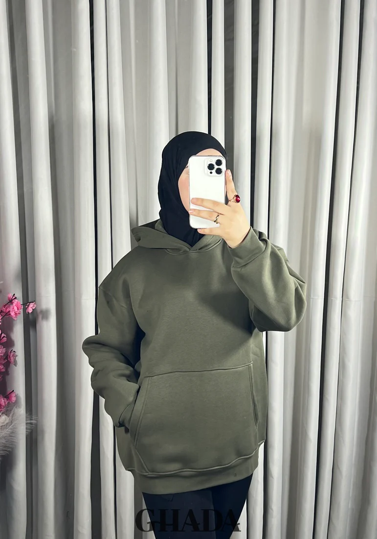 Sweat à capuche en vert kaki – Image 5