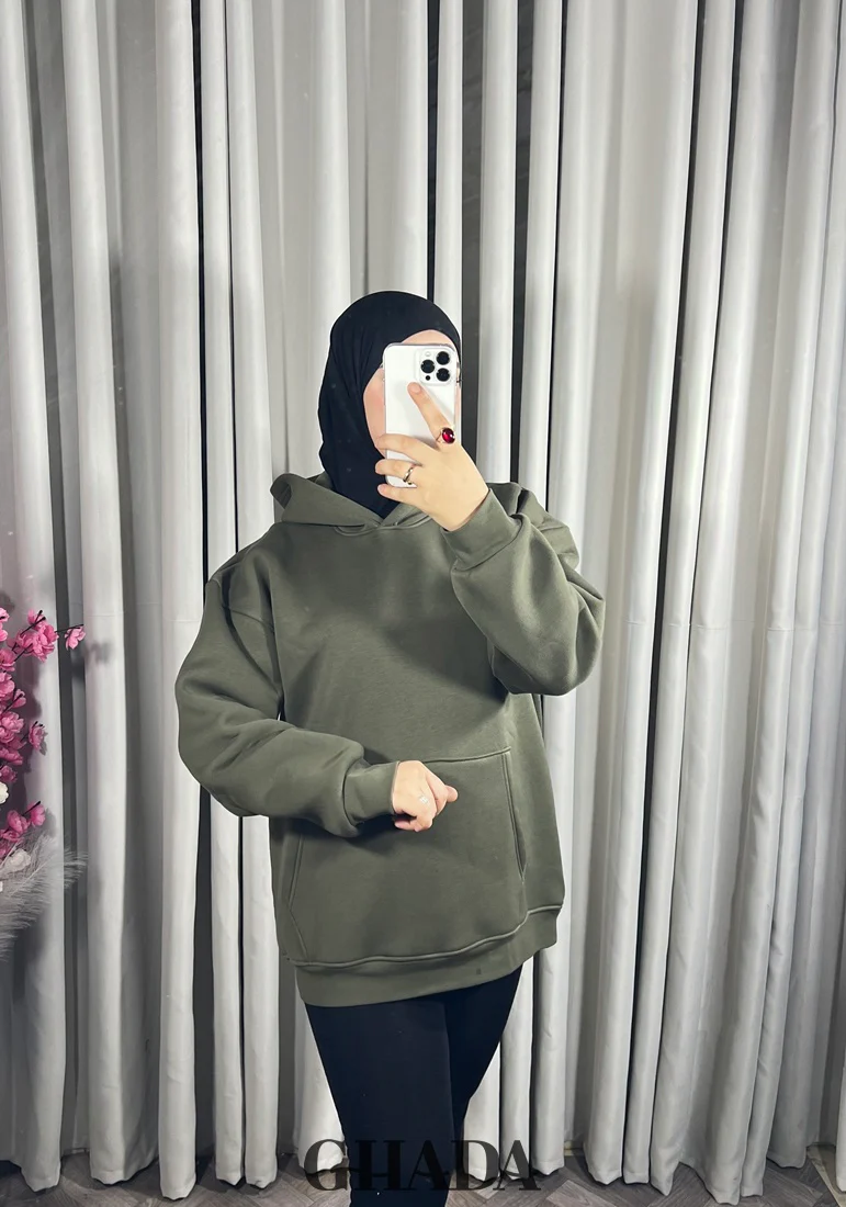 Sweat à capuche en vert kaki – Image 6