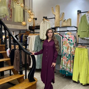 Ensemble chemise avec pantalon en Bordeaux