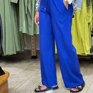 Pantalon en lin bleu