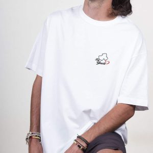 PROMO T SHIRT OVERSIZE HOMME BRODE : CARTE DE HAUTE SAVOIE-BLANC-M
