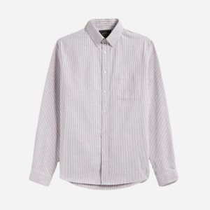 Chemise Oxford Brushed Stripe Bordeaux – Élégance et confort | PORTUGUESE FLANNEL