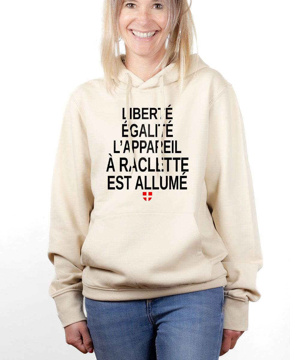 SWEAT FEMME : LIBERTÉ ÉGALITÉ L’APPAREIL À RACLETTE EST ALLUMÉ – Image 5