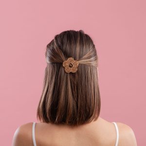 Barrette ronde Fleur Champagne