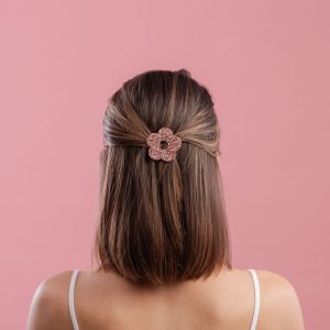 Barrette ronde Fleur Champagne Rosé
