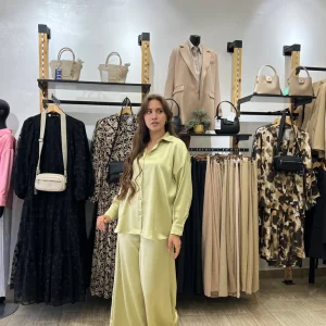 Ensemble satiné en vert