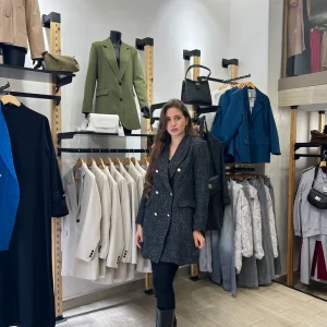 Veste longue en tweed