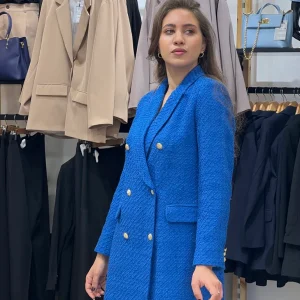 Veste bleue en tweed