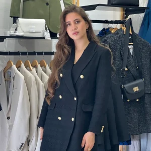 Veste longue en tweed