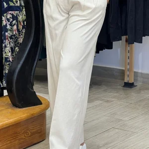 Pantalon en lin beige clair