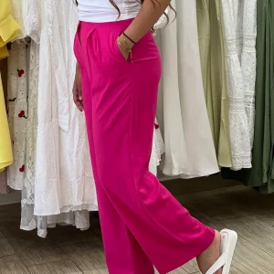 Pantalon en lin rose