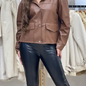 Legging en simili cuir noir