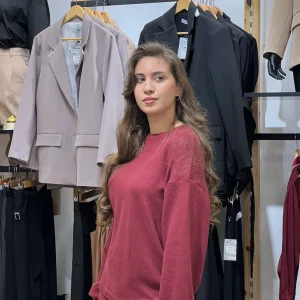 Ensemble en maille avec jupe en Bordeaux