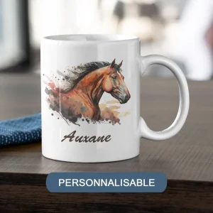 Mug céramique Prénom avec tête de cheval