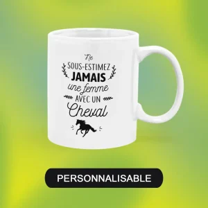 Mug céramique Une femme avec un cheval personnalisable