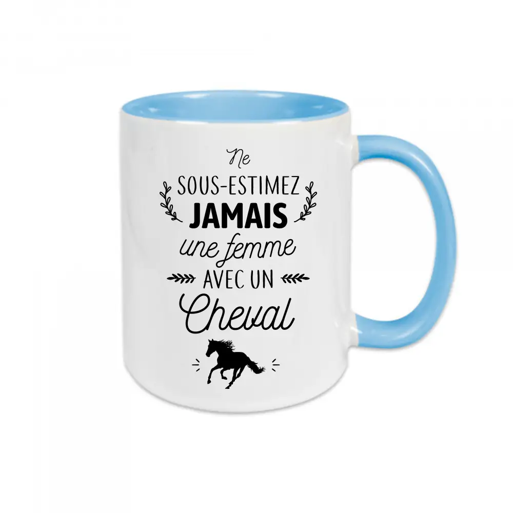 Mug céramique Une femme avec un cheval personnalisable – Image 3