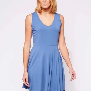 La robe patineuse en fibres de bambou – Bleu